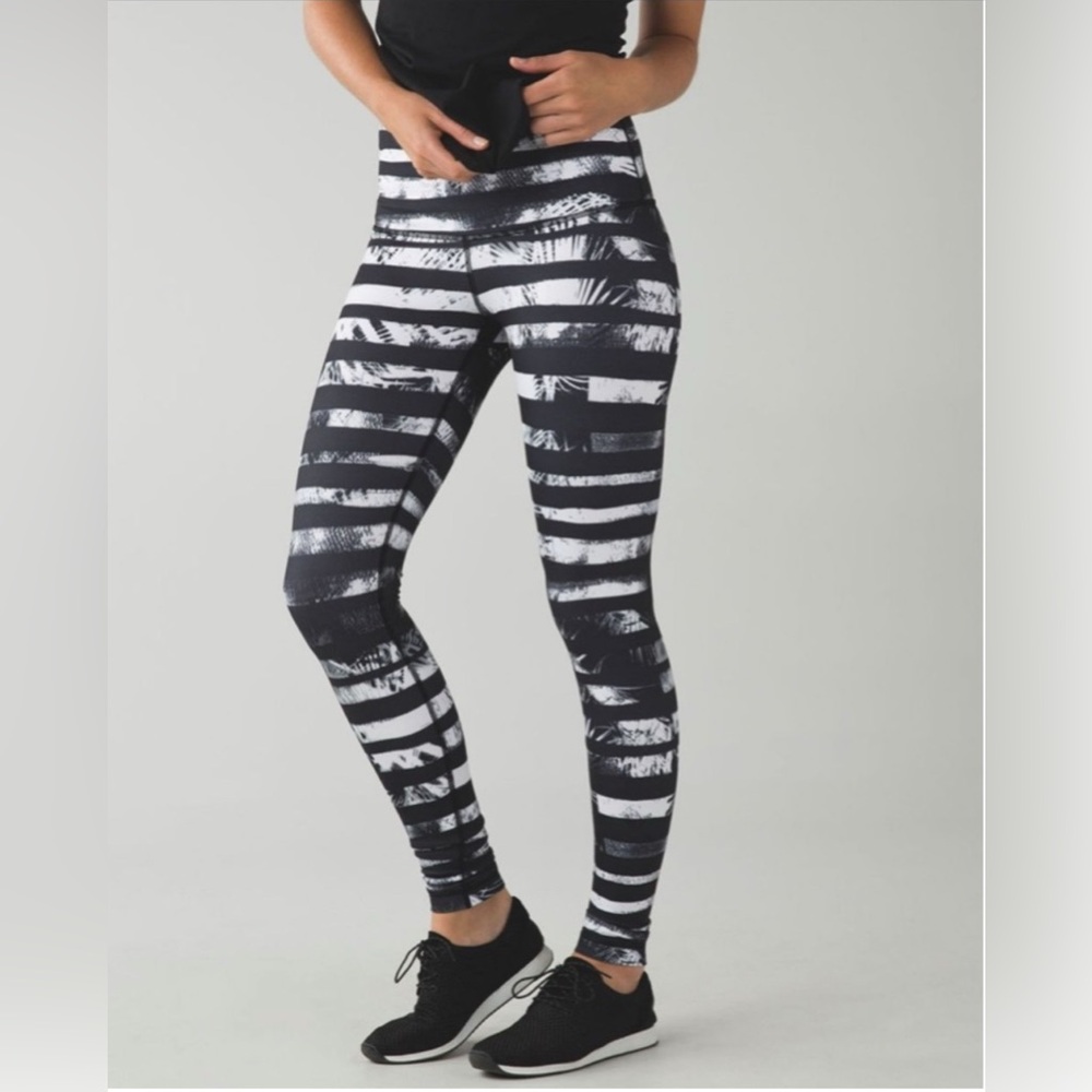 Lululemon Wunder Under High Waist  Legging- Shady Palms-10?- Tight Knit Luon